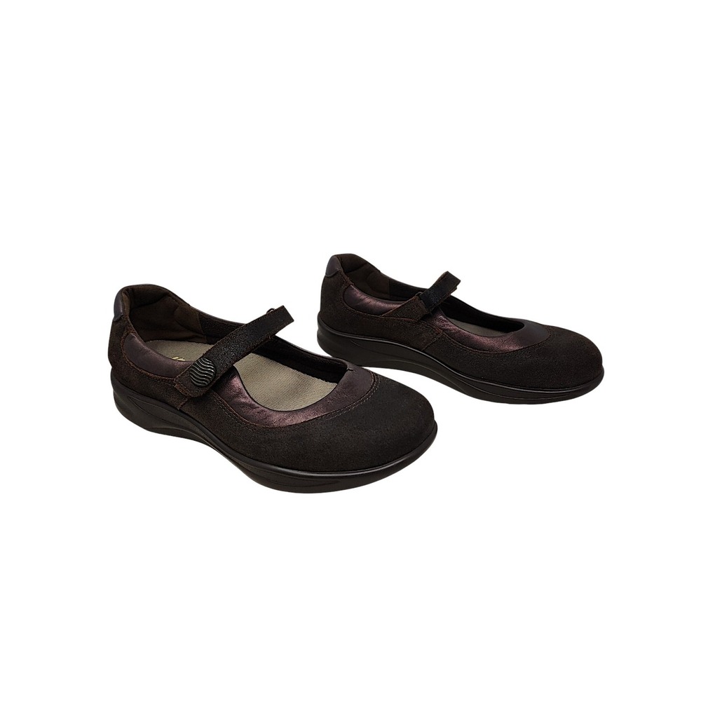 SAS Mary Jane Shoes 9.5 W Wom Step Out Brown Suede Metallic Leather Comfort READ